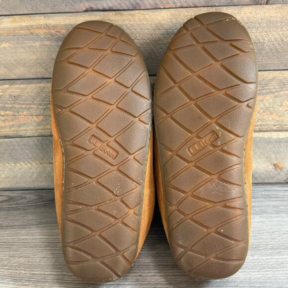 LL Bean Wicked Good Moccasin Suede Slippers Mens Size 11.5 Camp Shearling Lined main image 4